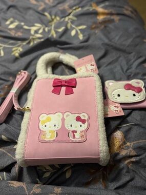 Her Universe Pink Hello Kitty Faux-Shearling Kids Handbag with Coin Purse